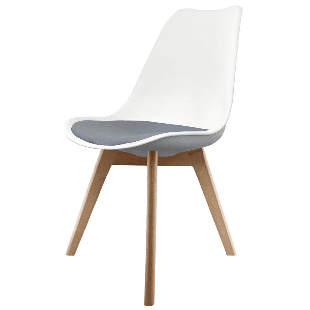 Soho White and Dark Grey Dining Chair with Squared Light Wood Legs