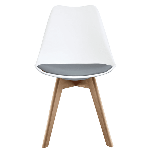 Soho White and Dark Grey Dining Chair with Squared Light Wood Legs