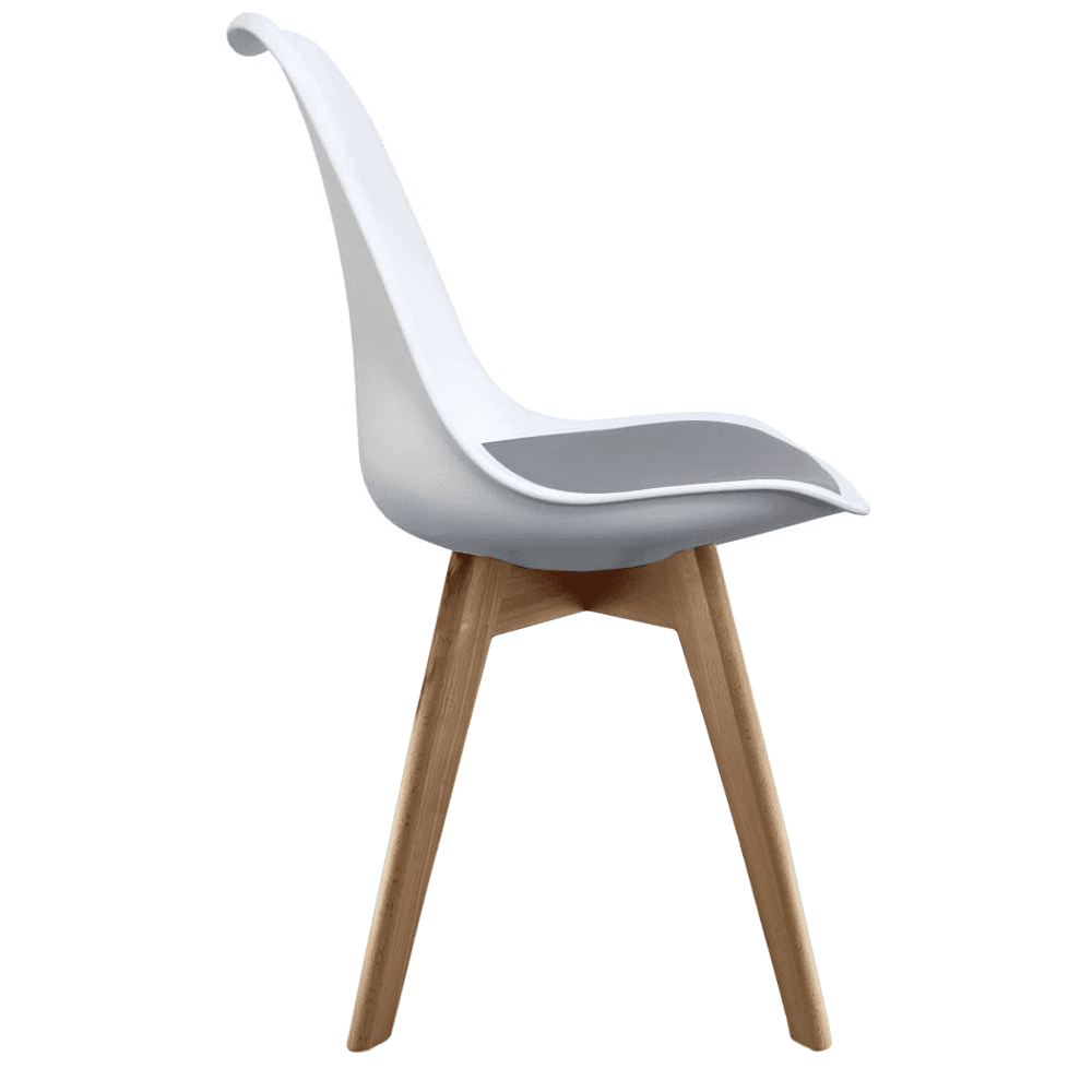 Soho White and Dark Grey Dining Chair with Squared Light Wood Legs