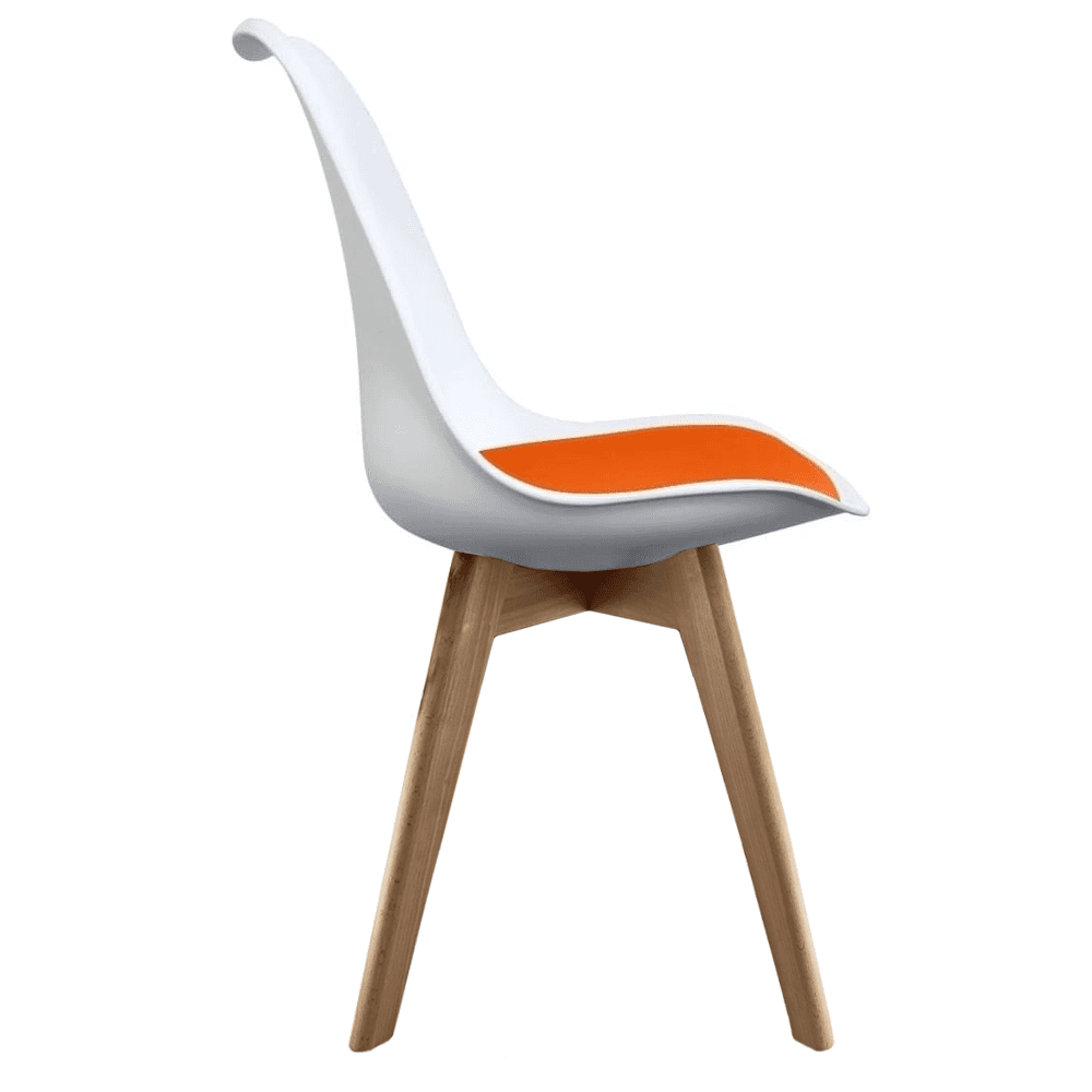 Soho White and Orange Dining Chair with Squared Light Wood Legs