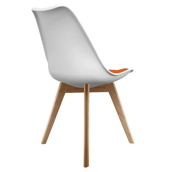 Soho White and Orange Dining Chair with Squared Light Wood Legs
