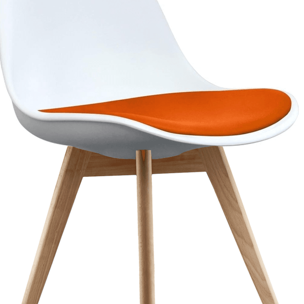 Soho White and Orange Dining Chair with Squared Light Wood Legs