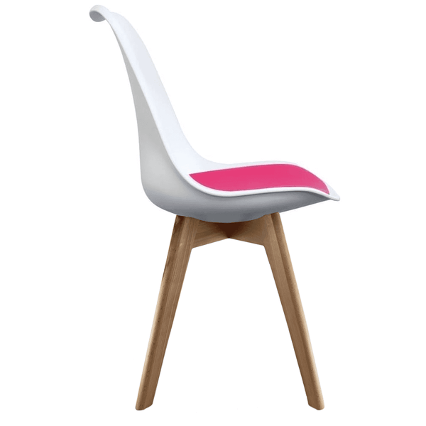 Soho White and Bright Pink Dining Chair with Squared Light Wood Legs