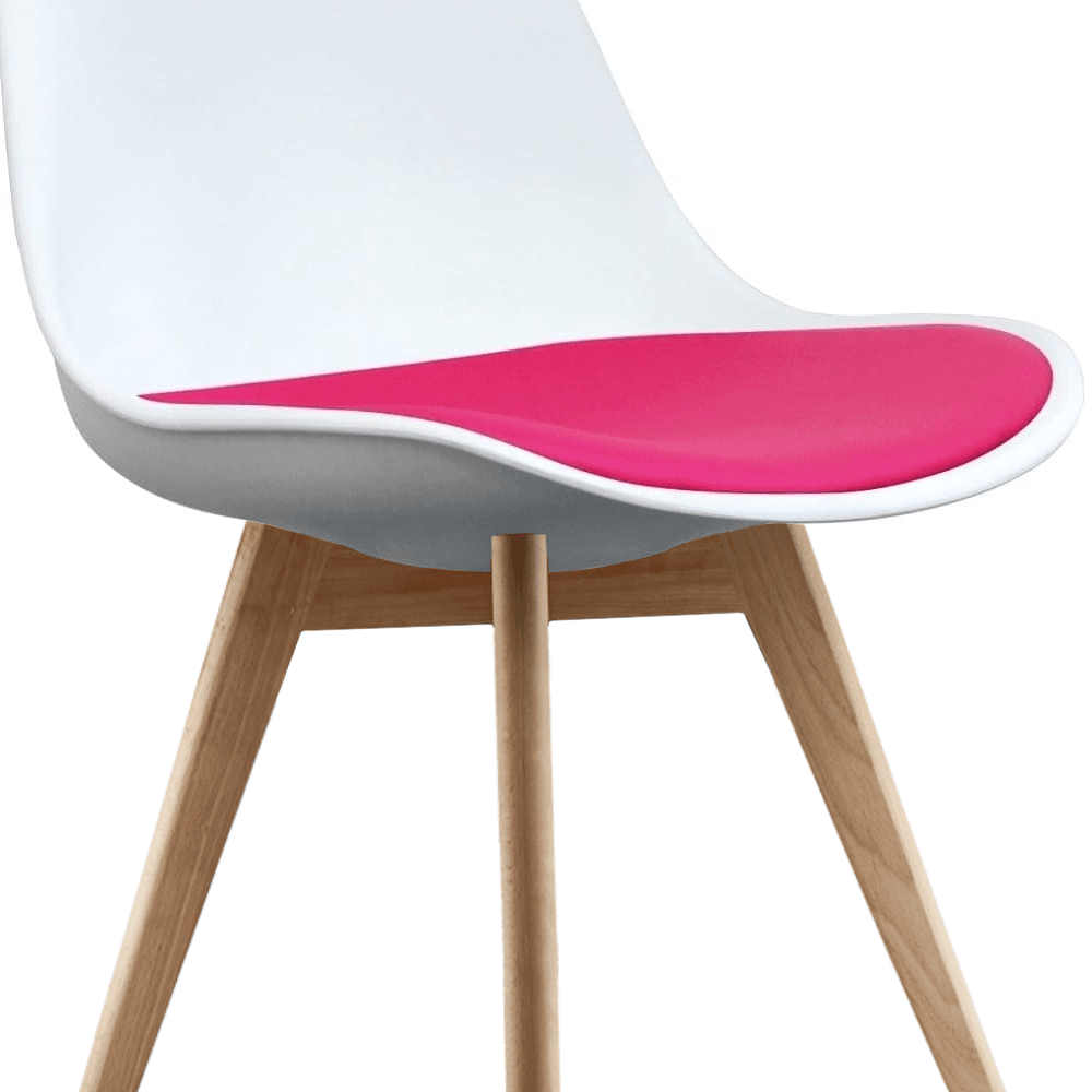 Soho White and Bright Pink Dining Chair with Squared Light Wood Legs