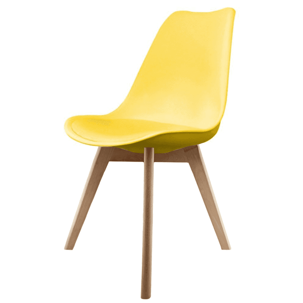 Soho Yellow Plastic Dining Chair with Squared Light Wood Legs