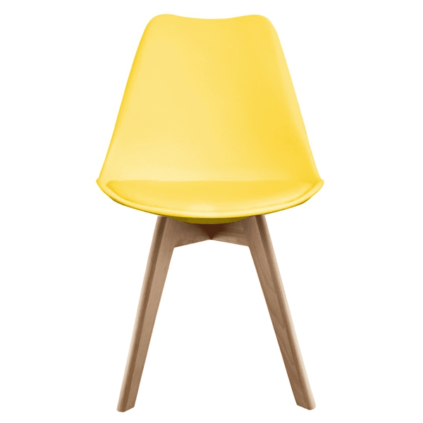 Soho Yellow Plastic Dining Chair with Squared Light Wood Legs