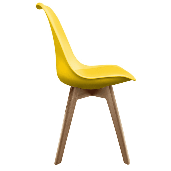 Soho Yellow Plastic Dining Chair with Squared Light Wood Legs