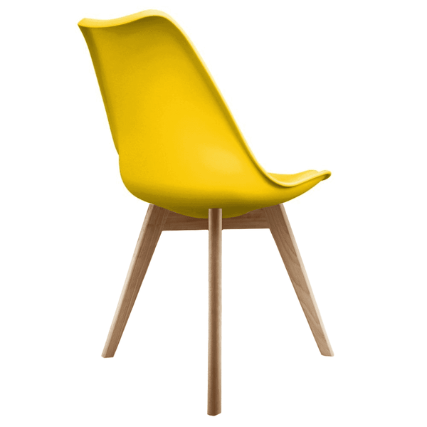 Soho Yellow Plastic Dining Chair with Squared Light Wood Legs