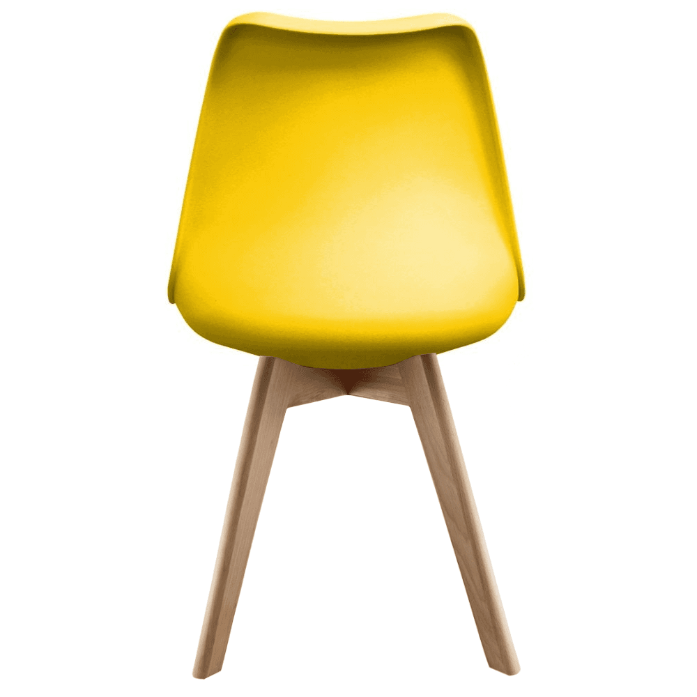 Soho Yellow Plastic Dining Chair with Squared Light Wood Legs
