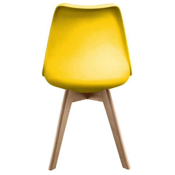 Soho Yellow Plastic Dining Chair with Squared Light Wood Legs