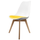 Soho White and Yellow Dining Chair with Squared Light Wood Legs