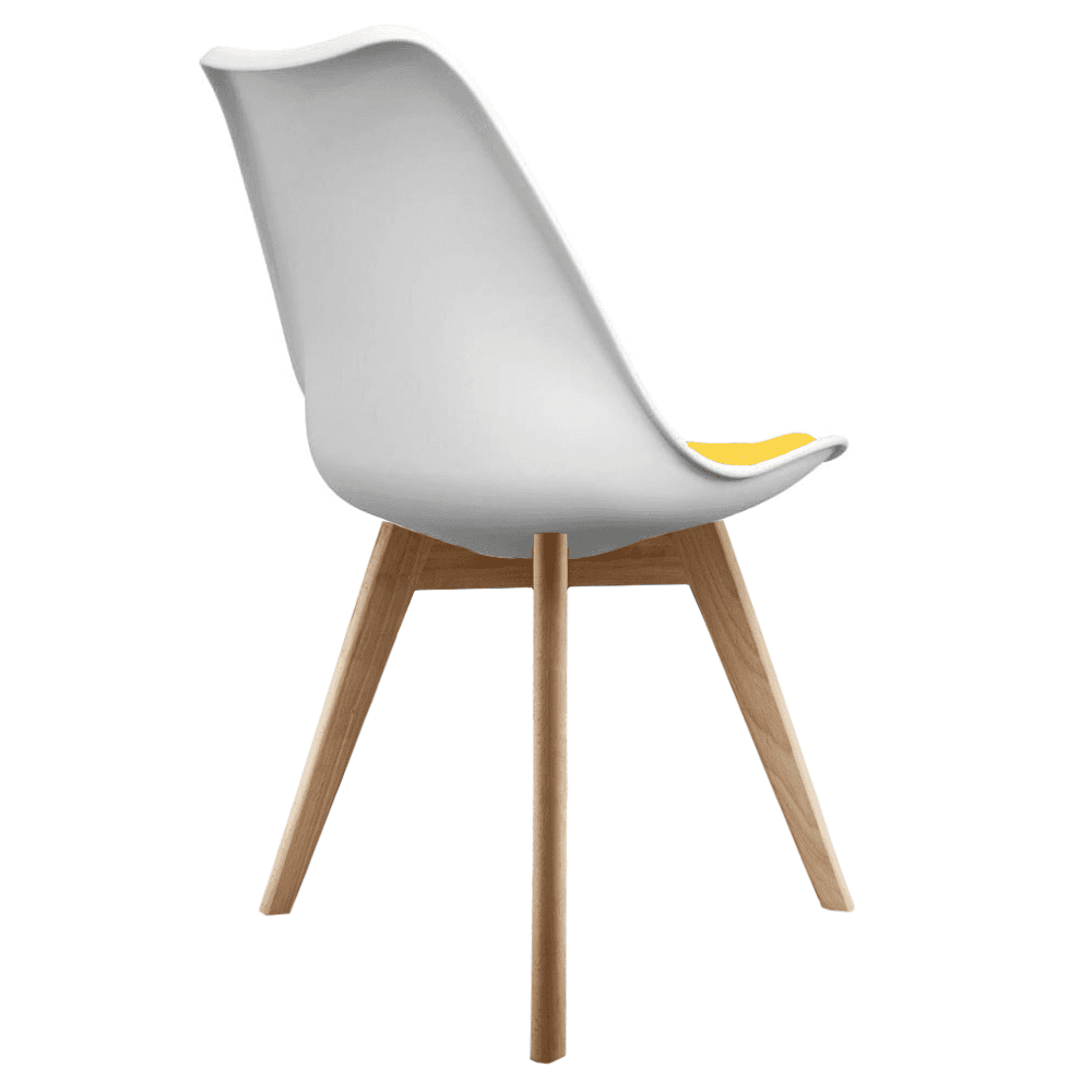 Soho White and Yellow Dining Chair with Squared Light Wood Legs