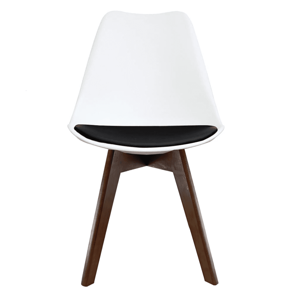 Soho White and Black Dining Chair with Squared Dark Wood Legs