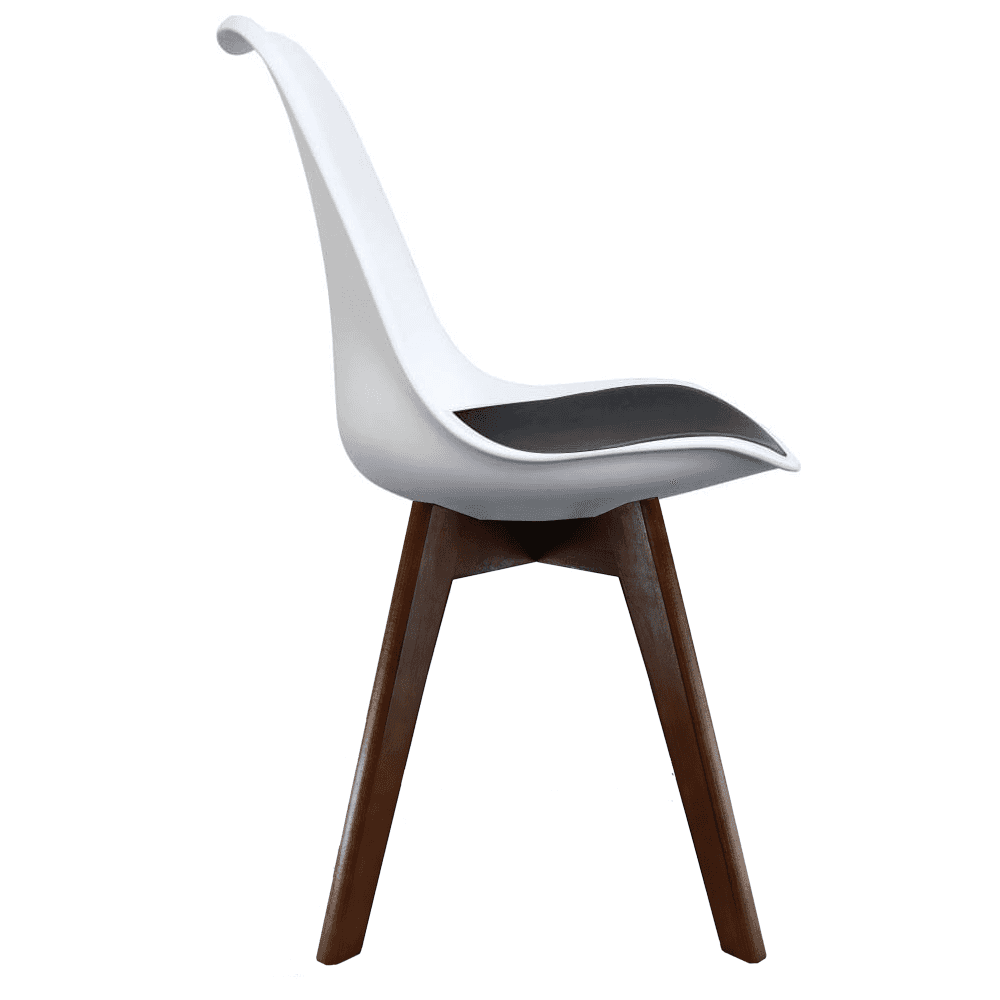 Soho White and Black Dining Chair with Squared Dark Wood Legs