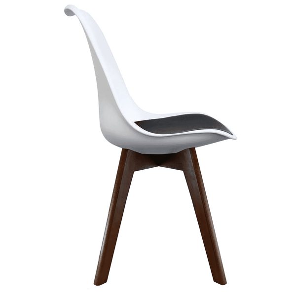 Soho White and Black Dining Chair with Squared Dark Wood Legs