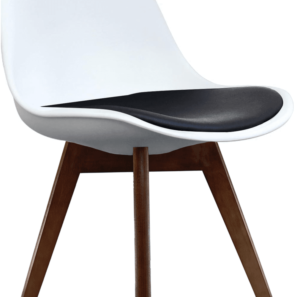 Soho White and Black Dining Chair with Squared Dark Wood Legs