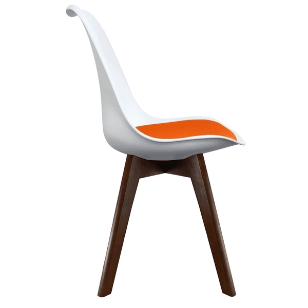 Soho White and Orange Dining Chair with Squared Dark Wood Legs