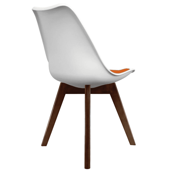 Soho White and Orange Dining Chair with Squared Dark Wood Legs