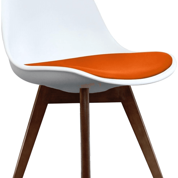 Soho White and Orange Dining Chair with Squared Dark Wood Legs