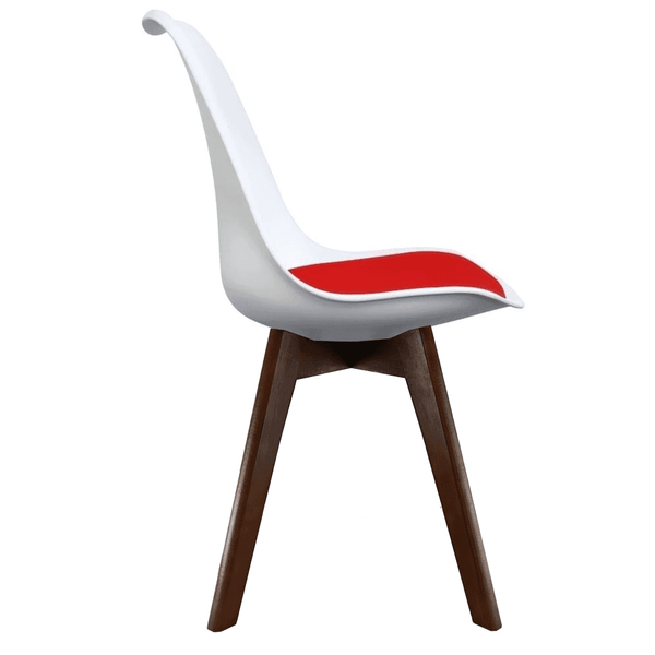 Soho White and Red Dining Chair with Squared Dark Wood Legs