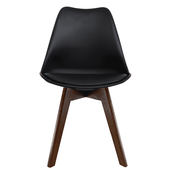 Soho Black Plastic Dining Chair with Squared Dark Wood Legs