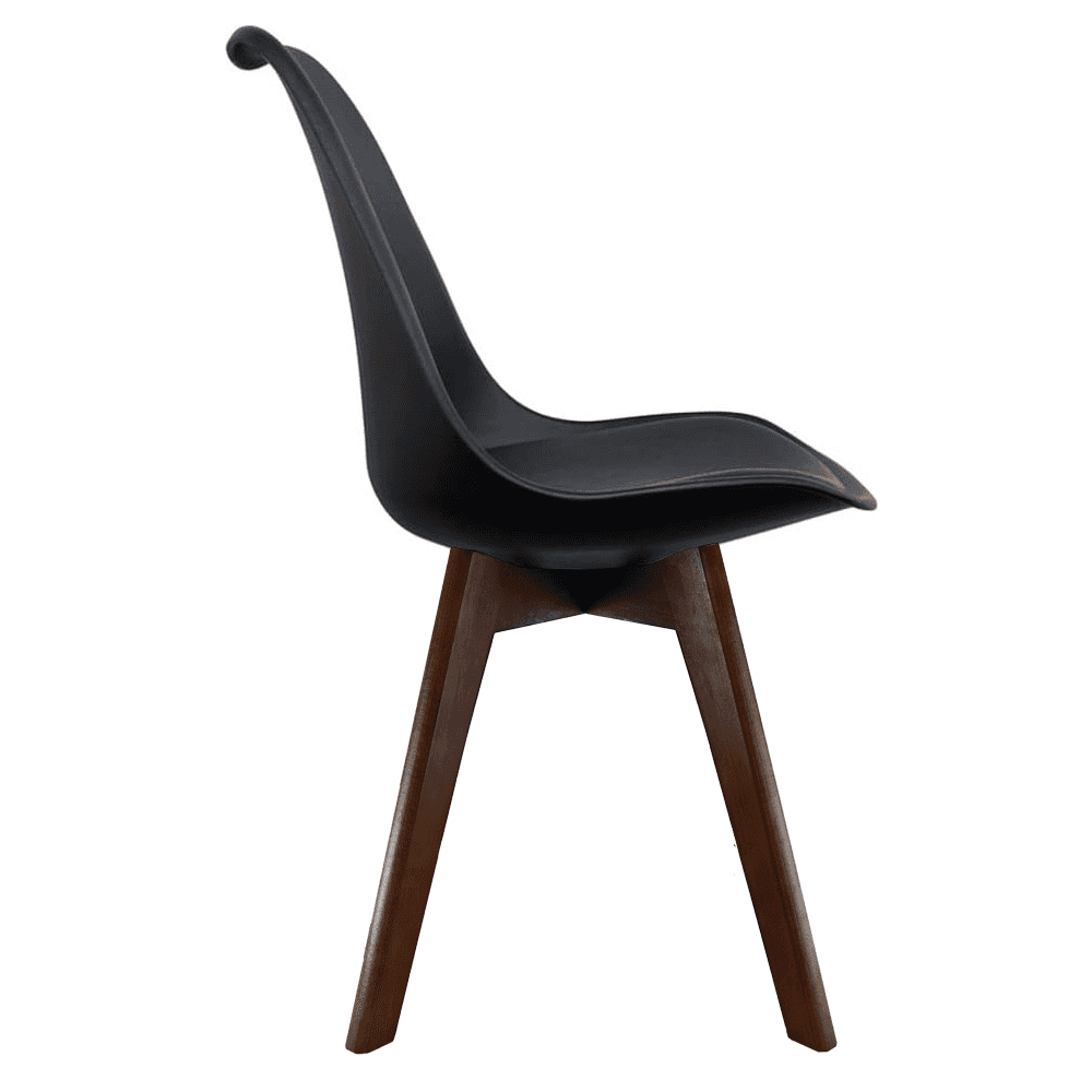 Soho Black Plastic Dining Chair with Squared Dark Wood Legs
