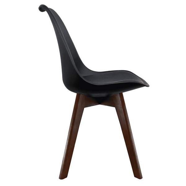 Soho Black Plastic Dining Chair with Squared Dark Wood Legs