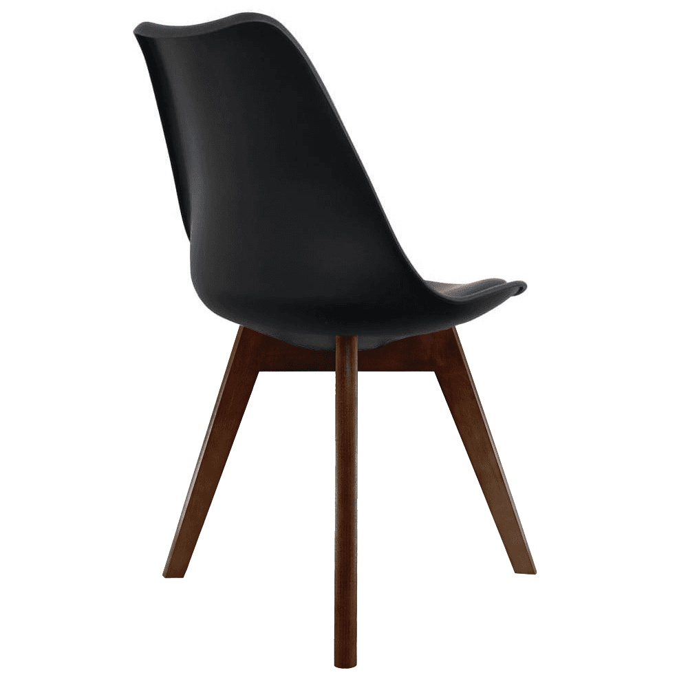 Soho Black Plastic Dining Chair with Squared Dark Wood Legs