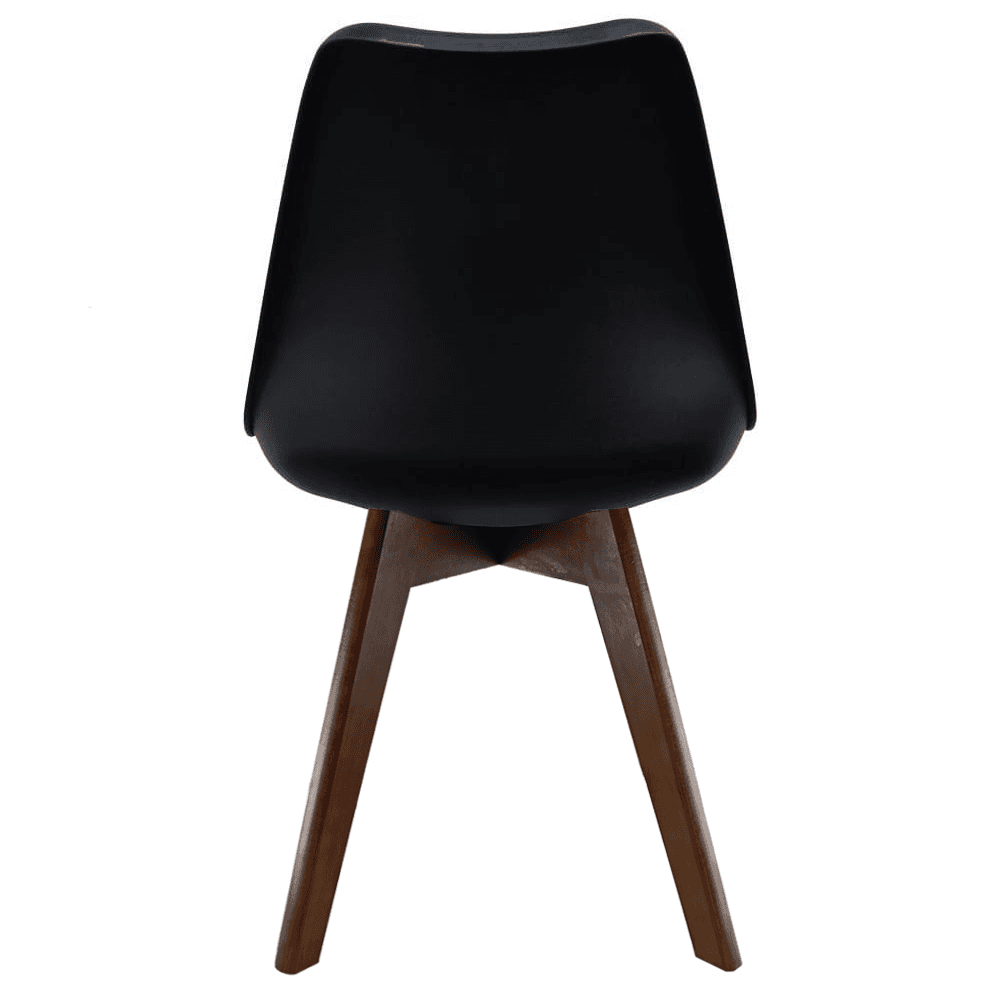 Soho Black Plastic Dining Chair with Squared Dark Wood Legs