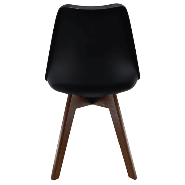 Soho Black Plastic Dining Chair with Squared Dark Wood Legs