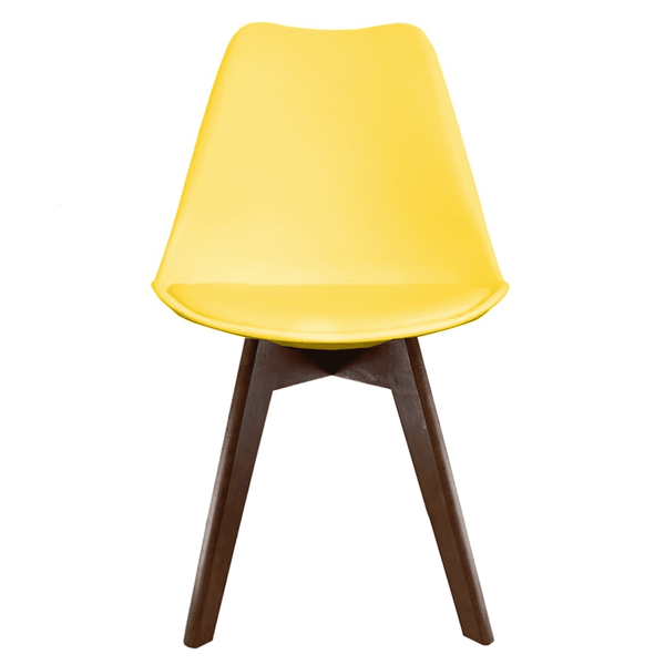 Soho Yellow Plastic Dining Chair with Squared Dark Wood Legs