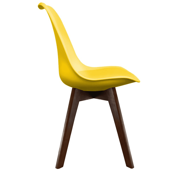 Soho Yellow Plastic Dining Chair with Squared Dark Wood Legs