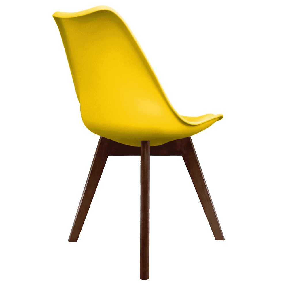 Soho Yellow Plastic Dining Chair with Squared Dark Wood Legs