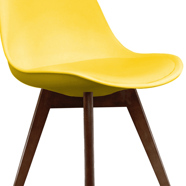 Soho Yellow Plastic Dining Chair with Squared Dark Wood Legs
