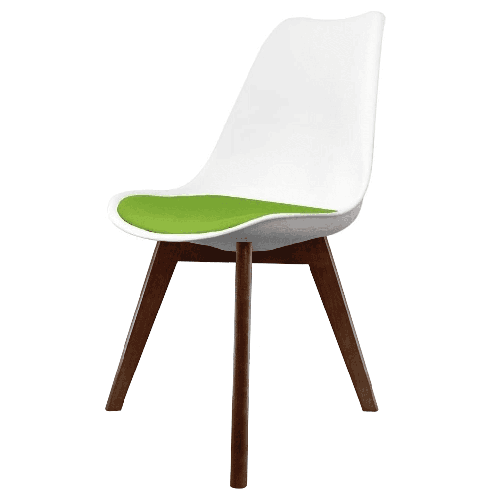 Soho White and Green Dining Chair with Squared Dark Wood Legs