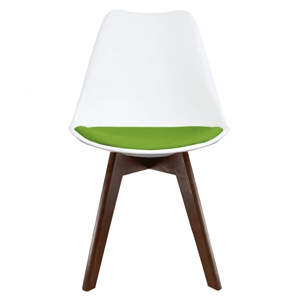 Soho White and Green Dining Chair with Squared Dark Wood Legs