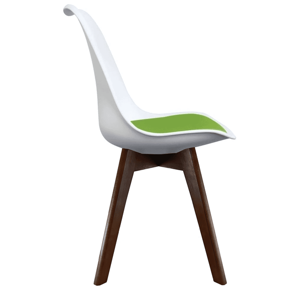 Soho White and Green Dining Chair with Squared Dark Wood Legs