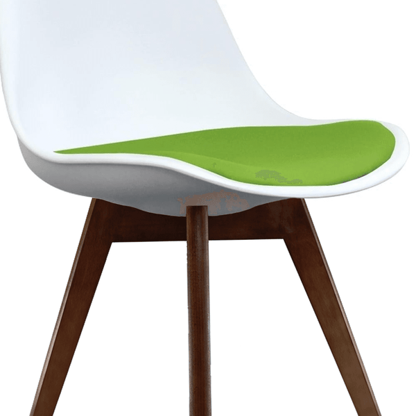 Soho White and Green Dining Chair with Squared Dark Wood Legs