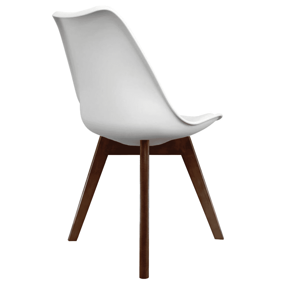 Soho White Plastic Dining Chair with Squared Dark Wood Legs