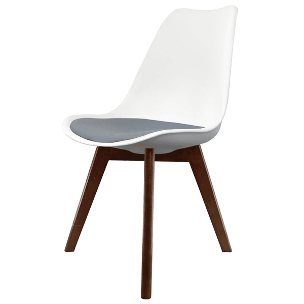 Soho White and Dark Grey Dining Chair with Squared Dark Wood Legs