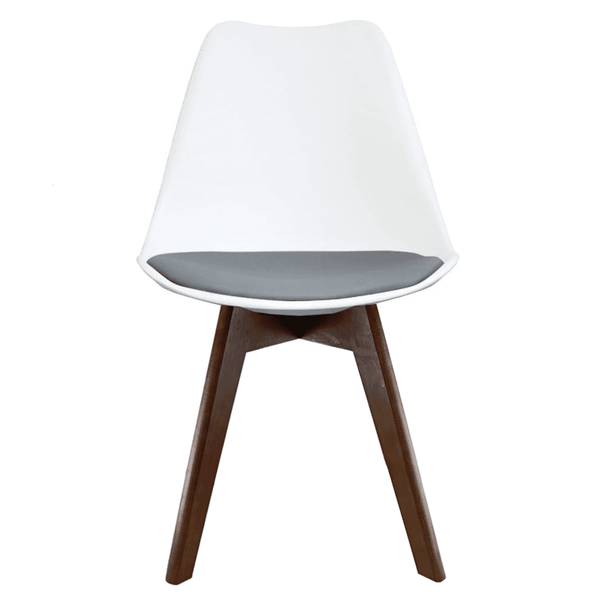 Soho White and Dark Grey Dining Chair with Squared Dark Wood Legs