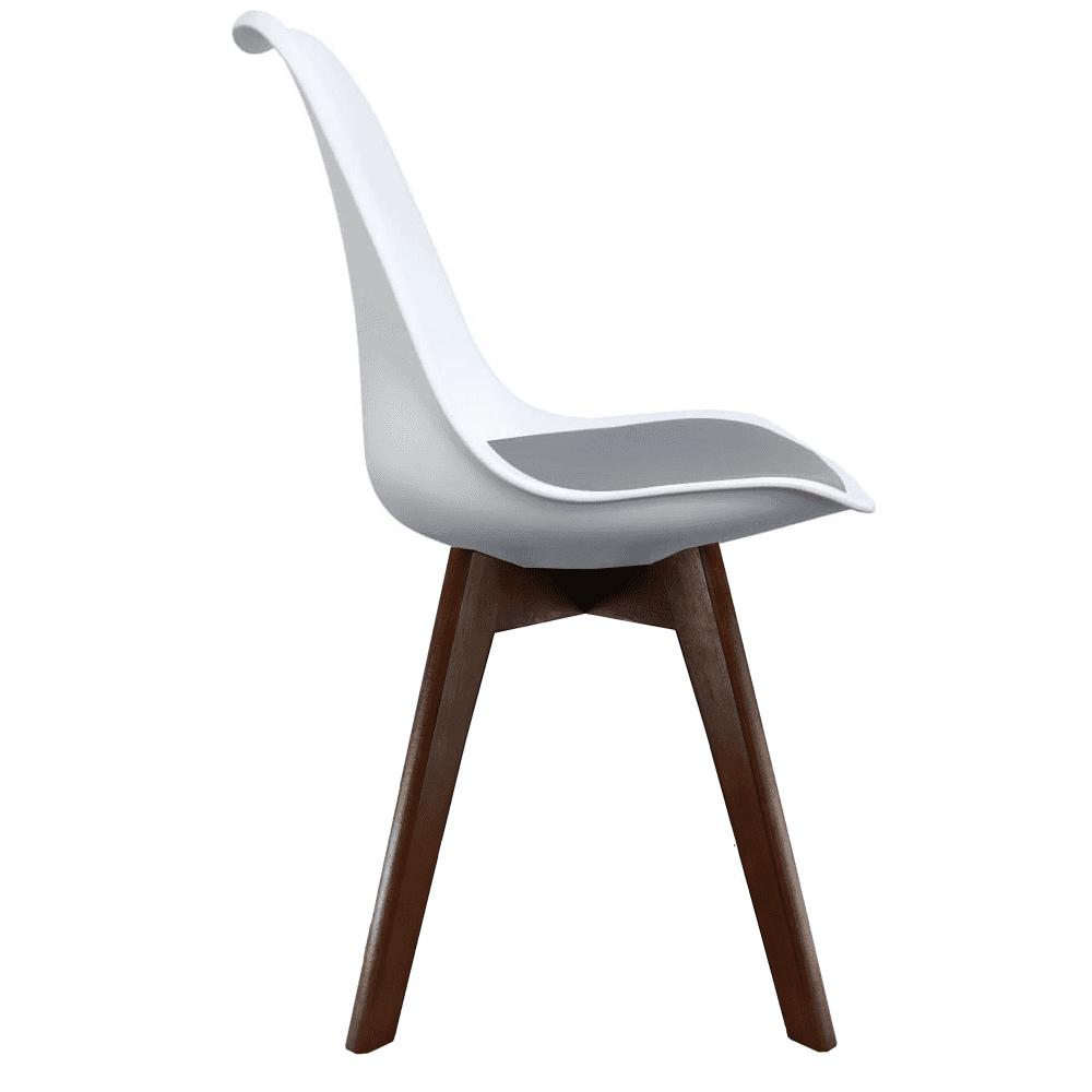 Soho White and Dark Grey Dining Chair with Squared Dark Wood Legs