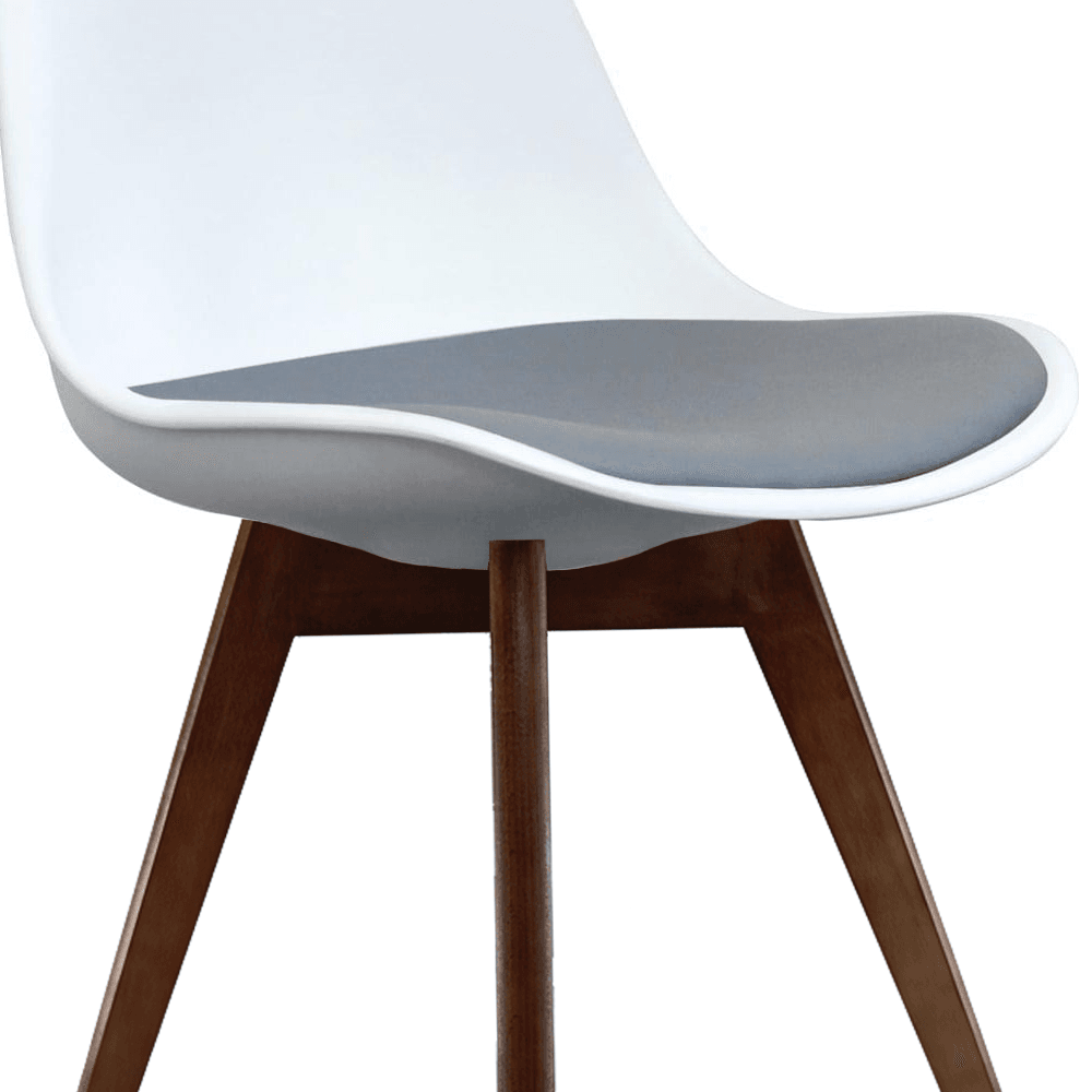 Soho White and Dark Grey Dining Chair with Squared Dark Wood Legs