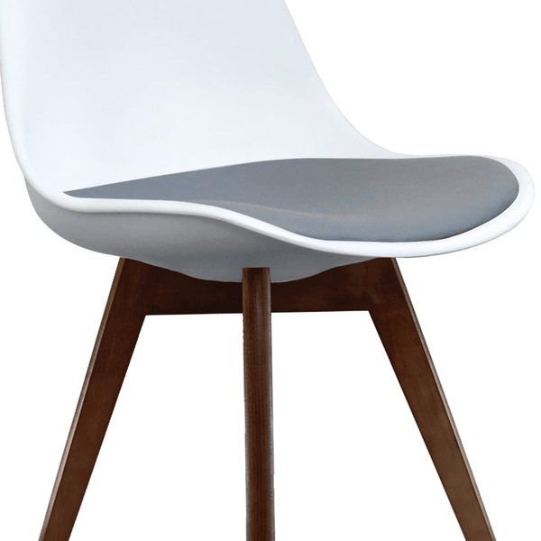Soho White and Dark Grey Dining Chair with Squared Dark Wood Legs