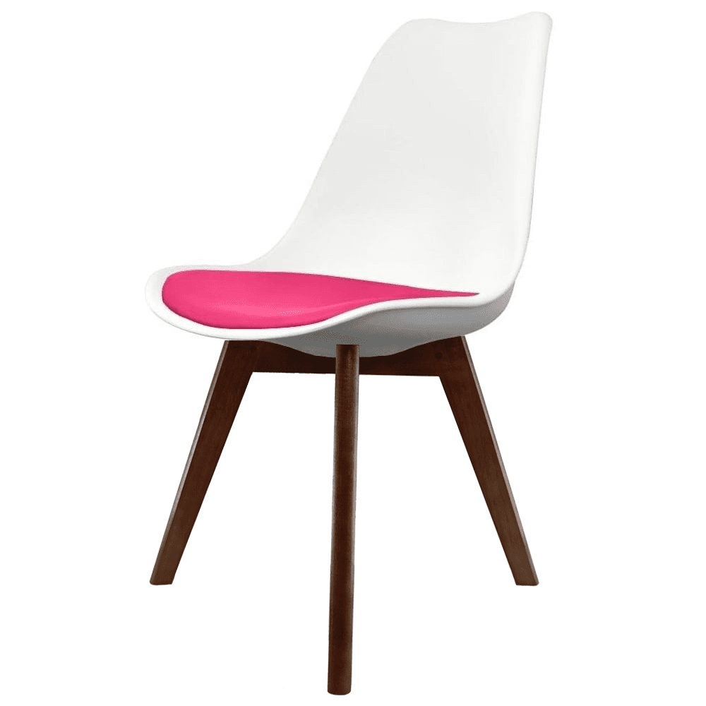 Soho White and Bright Pink Dining Chair with Squared Dark Wood Legs