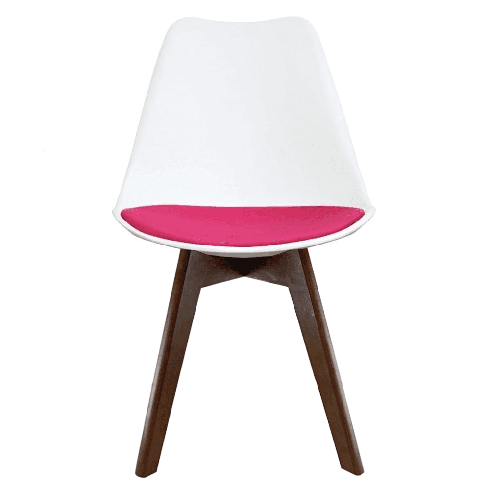 Soho White and Bright Pink Dining Chair with Squared Dark Wood Legs