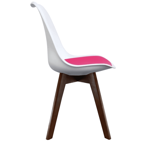 Soho White and Bright Pink Dining Chair with Squared Dark Wood Legs