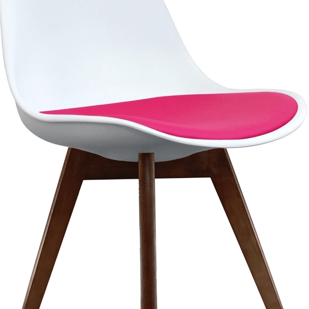 Soho White and Bright Pink Dining Chair with Squared Dark Wood Legs