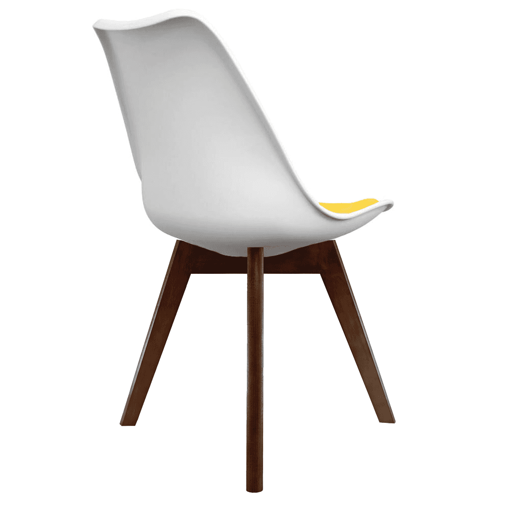 Soho White and Yellow Dining Chair with Squared Dark Wood Legs