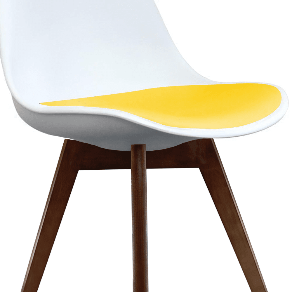 Soho White and Yellow Dining Chair with Squared Dark Wood Legs